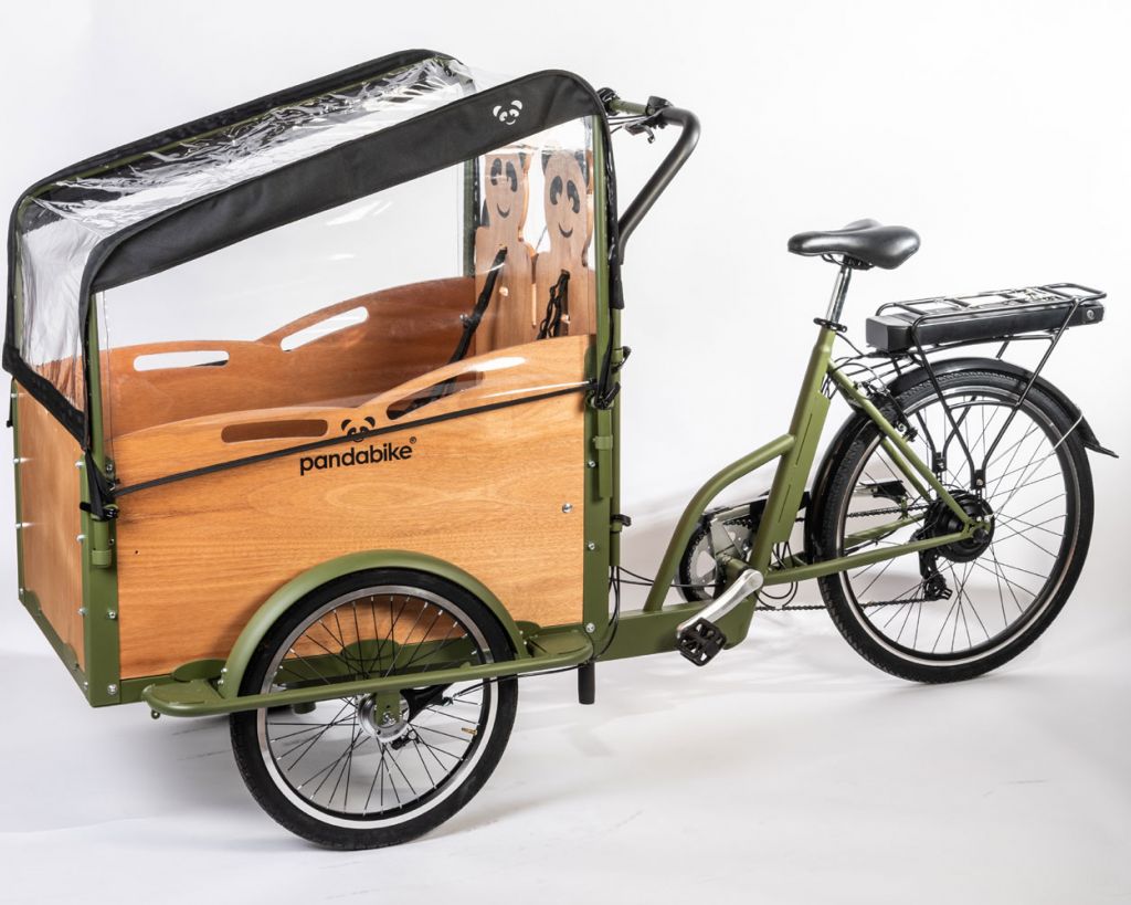 greenbike pesaro-cargo bike elettrico-Pandabike-cappottina Minivan